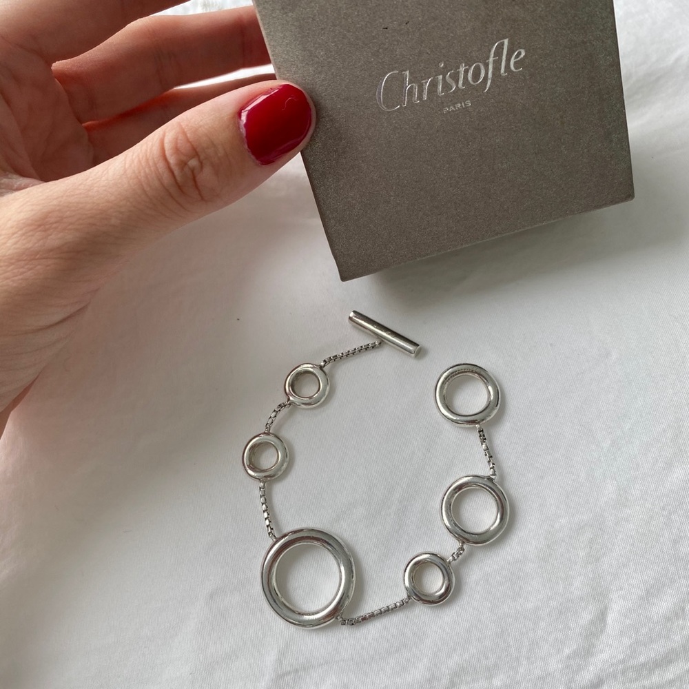 Christofle Sterling Silver Chain Rings Bracelet